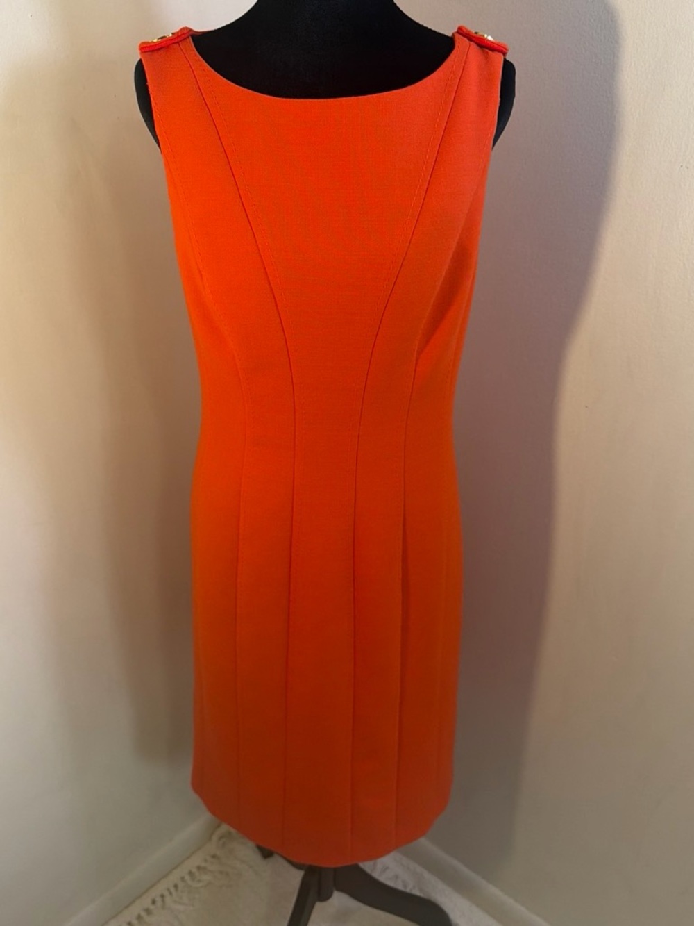Tory Burch Vibrant Orange Sleeveless Sheath Dress